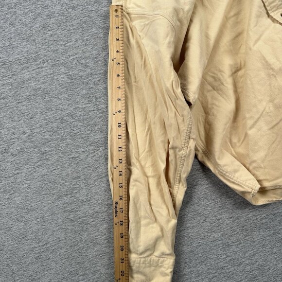 Orvis Shirt Mens Large Beige Long Sleeve Button Down Chamois Elbow Patches - Picture 5 of 7